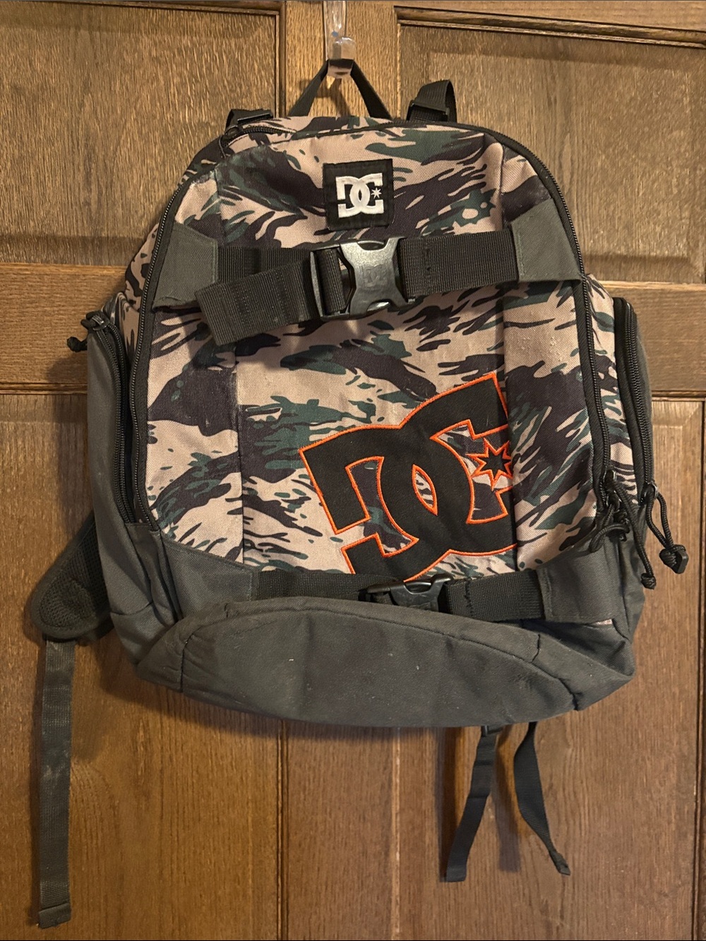 DC Camo Backpack in Black, Gray & Orange Accents
